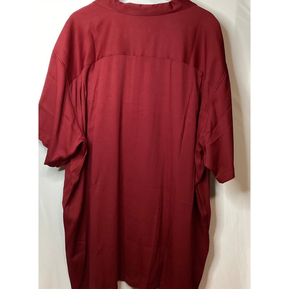 Cubavera Mens Burgundy Embroidered Short Sleeve Button Up Shirt - Picture 7 of 12